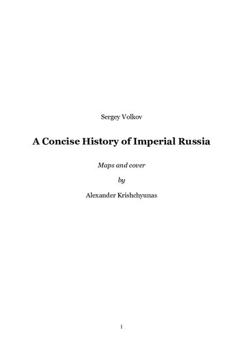 A Concise History of Imperial Russia