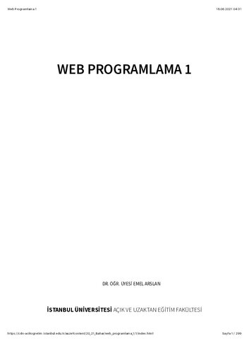 AUZEF Web Programlama 1 kitabi