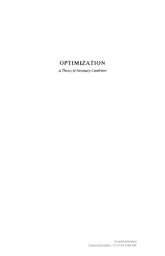 Optimization: A Theory of Necessary Conditions