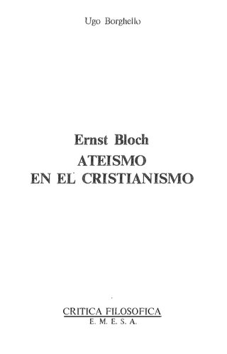 Ernst Bloch: Ateísmo en el cristianismo