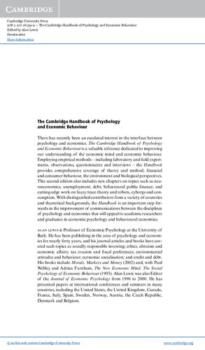 The Cambridge Handbook of Psychology and Economic Behaviour