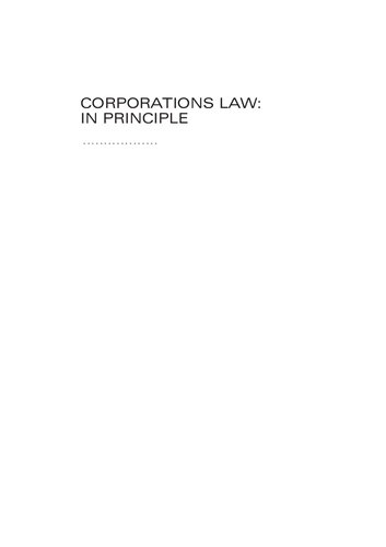 Corporations law : in principle