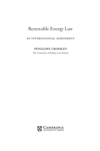 Renewable Energy Law: An International Assessment