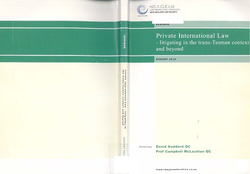 Private International Law (litigating in the trans-Tasman context and beyond)