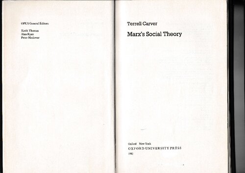 Marx's Social Theory (Opus Books)