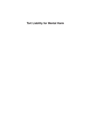 Tort Liability for Mental Harm.