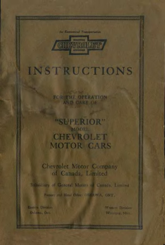 Instruction manual. Car Chevrolet Superior