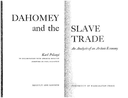 Dahomey and the slave trade: an analysis of an archaic economy