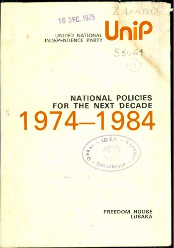 National policies for the next decade 1974—1984