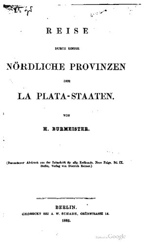 Reise durch einige nördliche Provinzen der La Plata-Staaten