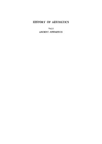 History of Aesthetics, Volume 1: Ancient Aesthetics