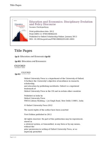 Education and Economics: Disciplinary Evolution and Policy Discourse