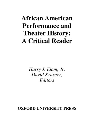 African American Performance and Theater History: A Critical Reader