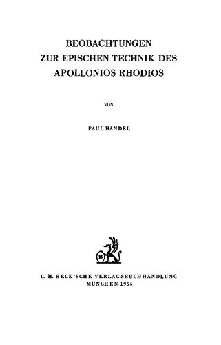 Beobachtungen zur epischen Technik des Apollonios Rhodios