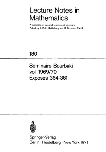 Seminaire Bourbaki 1969-1970, Exposes 364-381