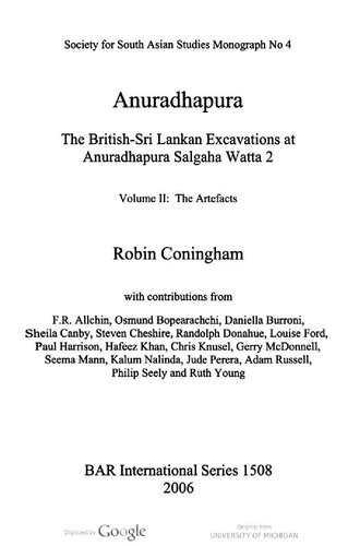 Anuradhapura : the British-Sri Lankan excavations at Anuradhapura Salagha Watta 2