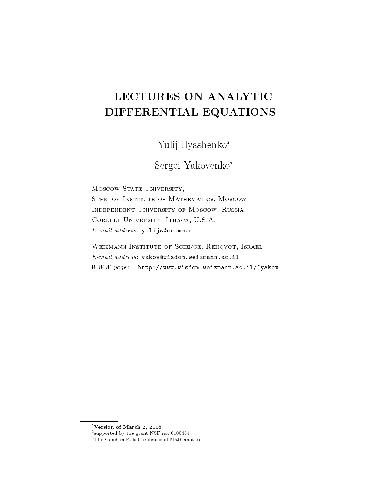 Lectures on analytic differential equations