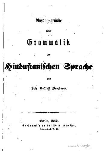 Anfangsgründe einer Grammatik der Hindustanischen Sprache