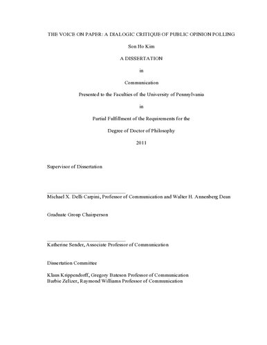 [Dissertation] The Voice on Paper: A Dialogic Critique of Public Opinion Polling