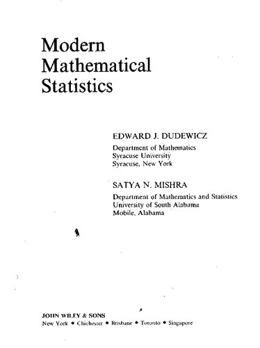 Modern Mathematical Statistics