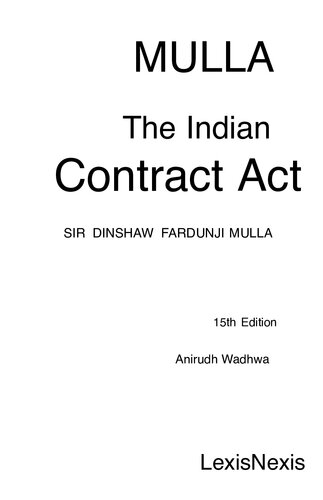 MULLA The Indian Contract Act SIR DINSHAW FARDUNJI MULLA