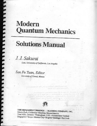 Modern Quantum Mechanics. Solutions Manual