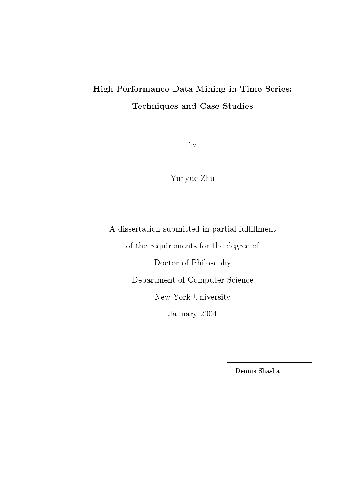 High Performance Data Mining in Time Series: Techniques and Case Studies