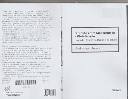 O Direito Entre Modernidade e Globalização : lições de filosofia do Direito e do estado