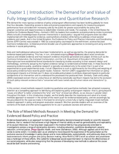 Mixed methods for policy research and program evaluation