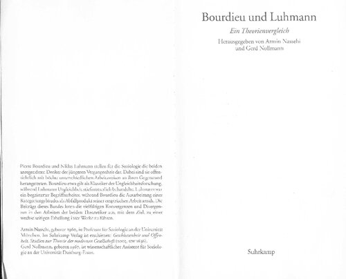 Bourdieu und Luhmann ein Theorienvergleich