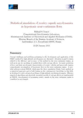 Statistical Simulation of Reentry Capsule Aerodynamics in Hypersonic Near-Continuum Flows