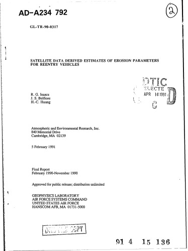 Satellite Data Derived Estimates of Erosion Parameters for Reentry Vehicles