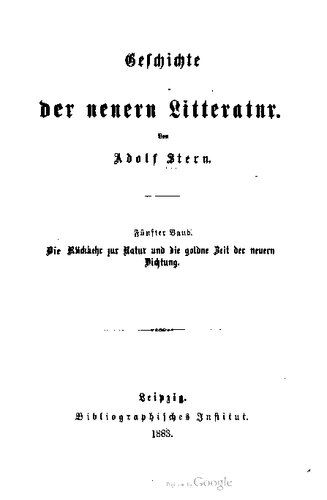 Die Rückkehr zur Natur und die goldne Zeit der neuern Dichtung