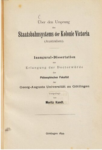 Über den Urprung des Staatsbahnsystems der Kolonie Victoria (Australien)