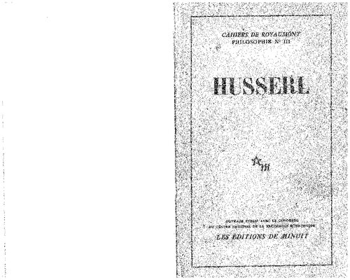 Husserl. Troisieme Colloque philosophique de Royaumont (23-30 avril 1957)