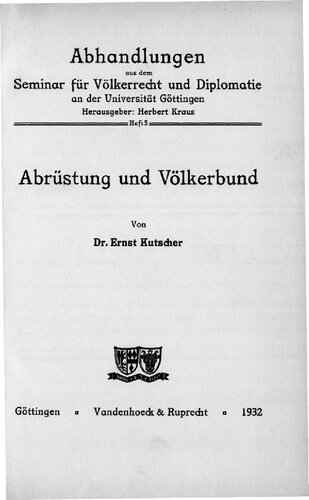 Abrüstung und Völkerbund