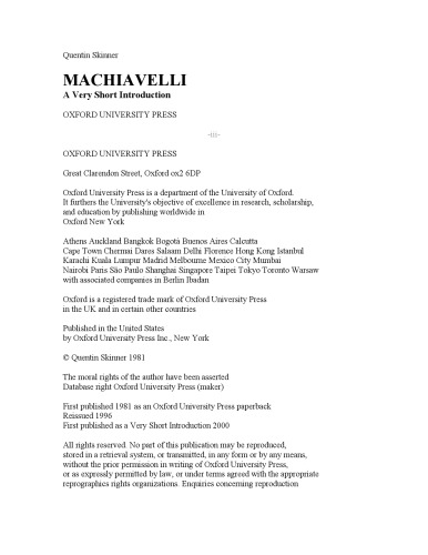 Machiavelli: A Very Short Introduction (Very Short Introductions)