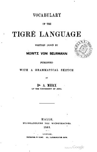 Vocabulary of the Tigré Language