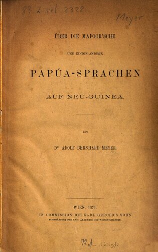 Über die Mafoor'sche und einige andere Papúa-Sprachen auf Neu-Guinea