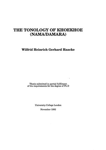 Tonology of Khoekhoe (Nama/Damara) (Thesis)