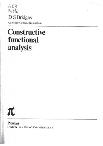 Constructive functional analysis (Research notes in mathematics)