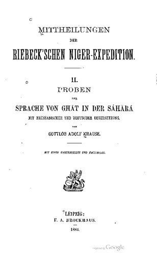 Proben der Sprache von Ghat in der Sahara mit haussanischer und deutscher Übersetzung