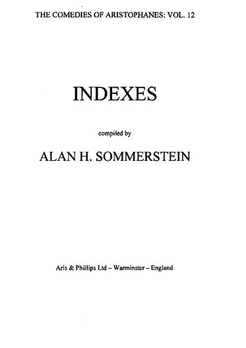 The Comedies of Aristophanes: Indexes