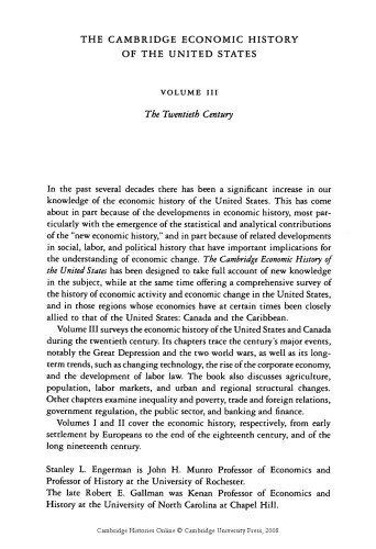 The Cambridge Economic History of the United States, Vol. 3: The Twentieth Century (Volume 3)