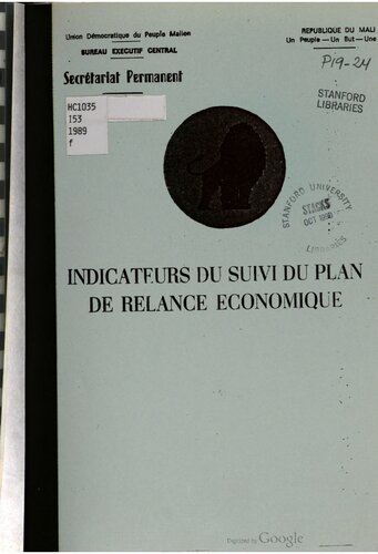 Indicateurs de suivi du plan de relance économique