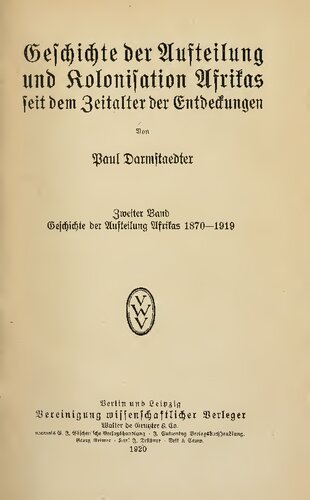 Geschichte der Aufteilung und Kolonisation Afrikas seit dem Zeitalter der Entdeckungen