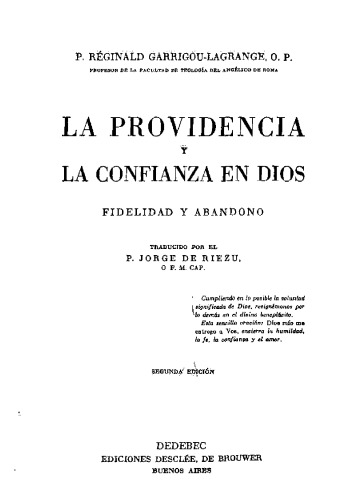 La Providencia y la Confianza en Dios