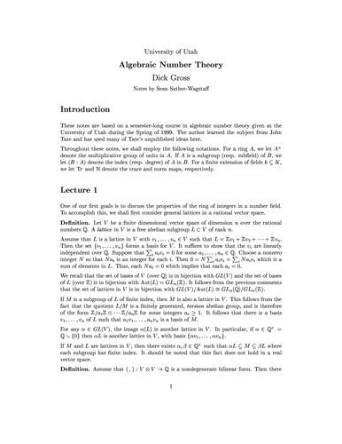 Algebraic Number Theory