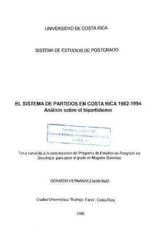 El sistema de partidos políticos en Costa Rica 1982-1994: análisis sobre el bipartidismo