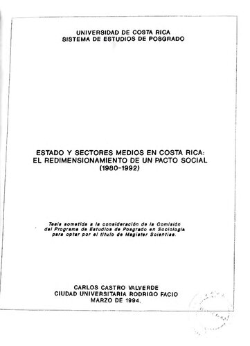 Estado y sectores medios en Costa Rica: el redimensionamiento de un pacto social (1980-1992)